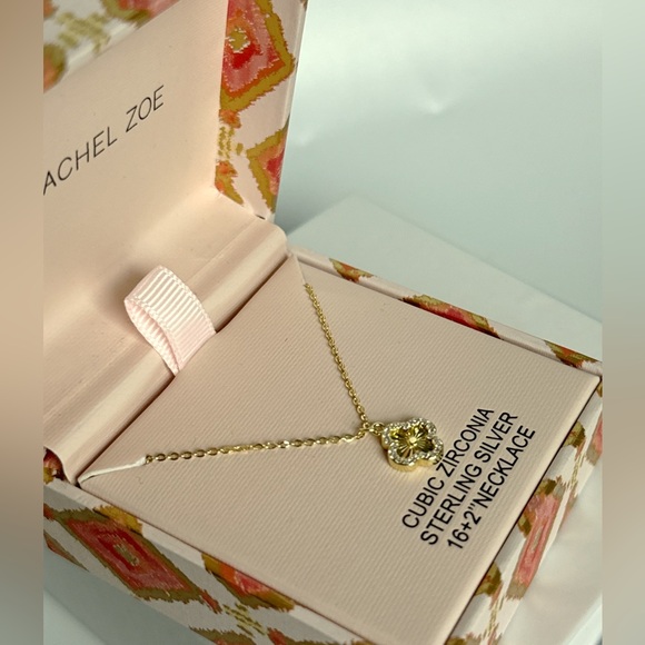 Rachel Zoe Clover Necklace Cubic Zirconia 925 Sterling Silver - Picture 6 of 6